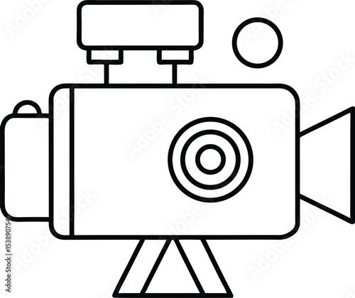 film camera icon line art vector illustration on transparent background