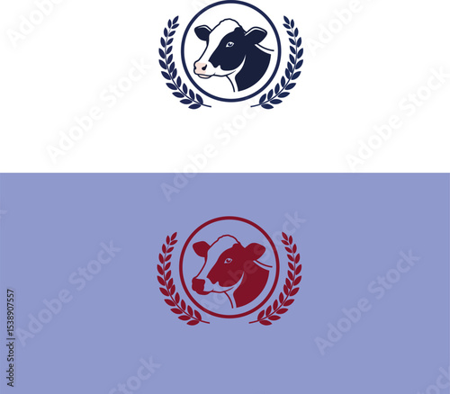 Graceful Dairy Cow Logo with Wreath Decoration"