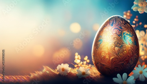 beautiful large easter egg with copy space