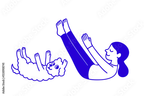 Woman and Dog in Yoga Pose