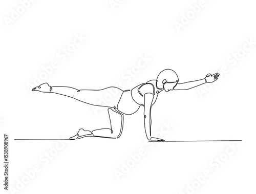 Continuous one line drawing of pregnant mother practicing yoga. Pregnant yoga outline illustration. Editable vector.
