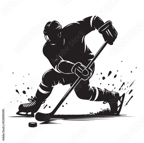 Ice hockey arena player shooting Competitive Team Intense Game. professional forward player