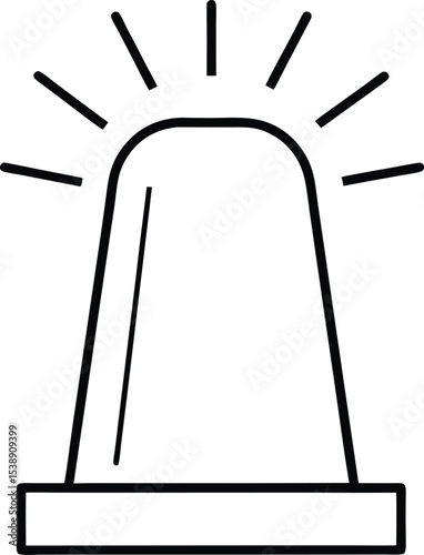flashing light icon line art vector illustration on transparent background