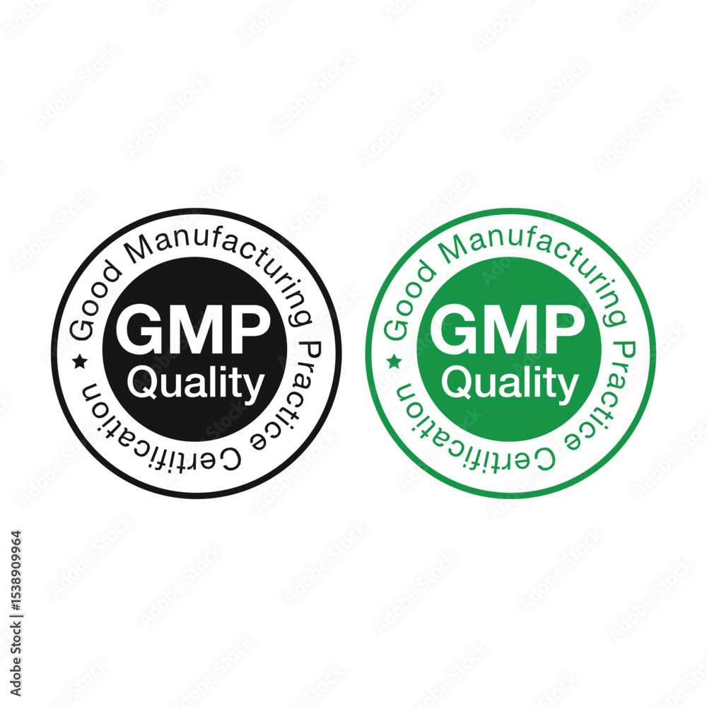 Fototapeta premium GMP Certified Green and Black Icon Vector