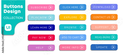 Set of modern buttons for website and ui, Vector icon. set, collection