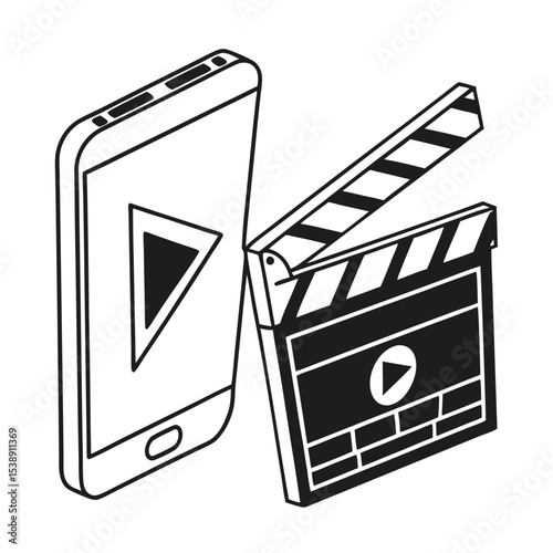 Mobile Filmmaking Smartphone Video Production and Clapperboard Icon