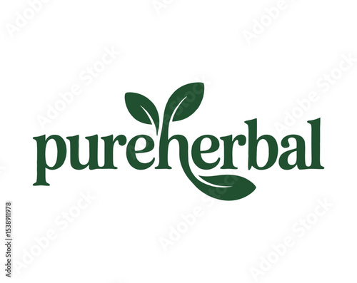 PureHerbal logo featuring leaves, conveying natural products.