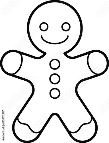 gingerbread man icon line art vector illustration on transparent background
