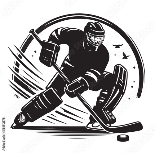 Ice hockey arena player shooting Competitive Team Intense Game. professional forward player
