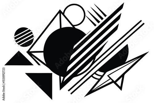 Abstract geometric grayscale brush stroke design