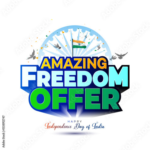 
Happy India Independence Day. Freedom celebration background with Freedom amazing offer sale, deal, and discount logo concept.