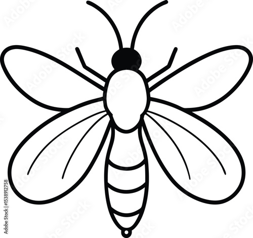 glowing firefly icon line art vector illustration on transparent background