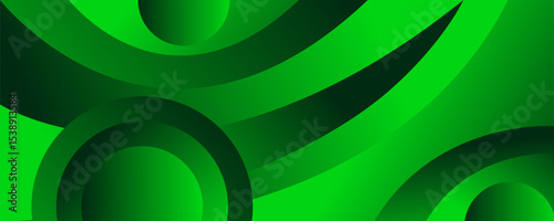 Green abstract background gradient wave shape circle concept design. Vector illustration