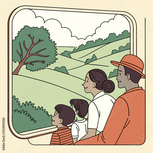 A family in train journey