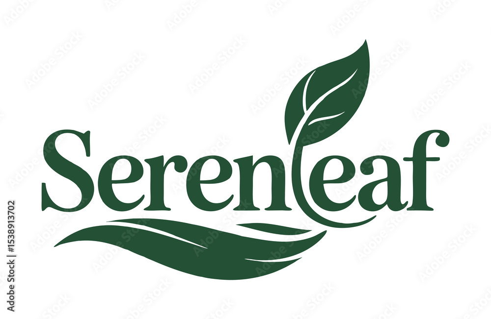 Fototapeta premium Serene Leaf logo, featuring stylized leaves and text.