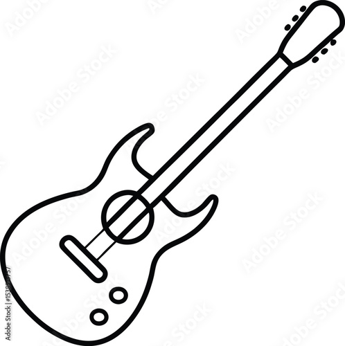 guitar icon line art vector illustration on transparent background	

