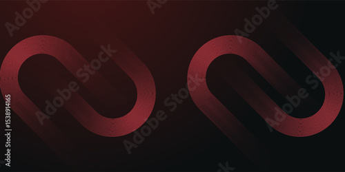 Abstract red glowing geometric lines on black background. Modern shiny red diagonal rounded lines graphic design. eps10