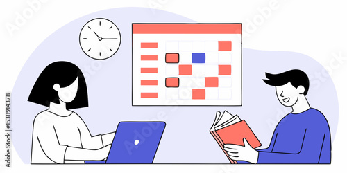 Remote Team Productivity Vector Graphic. Business Video Call, Online Communication, Commercial Use.