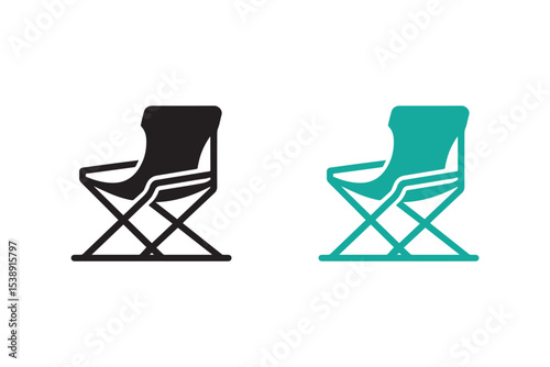 Minimalist folding chair for camping silhouette. Vector illustration