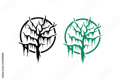 Spanish moss plant logo. Gardening logo. Vector illustration