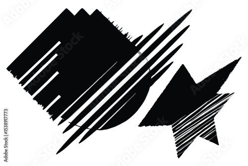 Abstract geometric grayscale brush stroke design