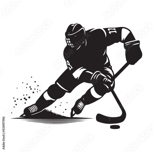 Ice hockey arena player shooting Competitive Team Intense Game. professional forward player