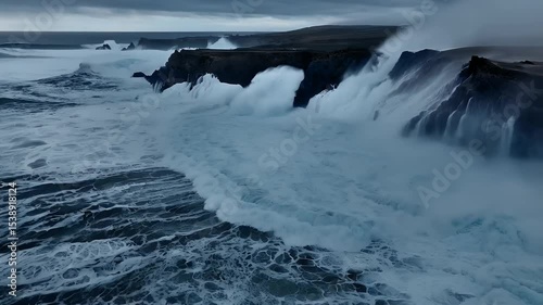 Wallpaper Mural Powerful waves crashing against a rocky coastline. Torontodigital.ca