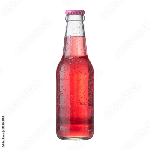 Sparkling beverage: An elegant shot showcases a vibrant bottle of refreshing, bubbly pink beverage, radiating with an enticing aesthetic