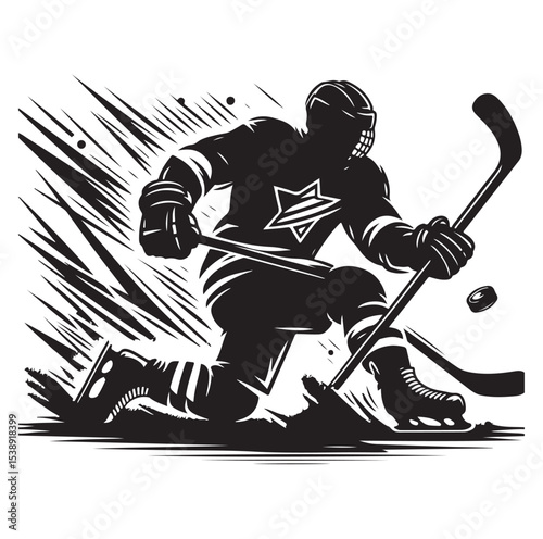 Ice hockey arena player shooting Competitive Team Intense Game. professional forward player