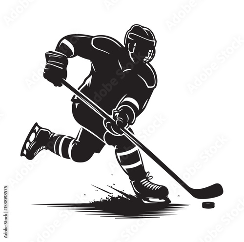 Ice hockey arena player shooting Competitive Team Intense Game. professional forward player