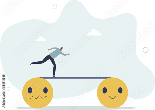 Relaxation make anxiety or stressed to happy, optimistic relief or metal illness therapy, bipolar disorder or mindful thinking concept. character life .