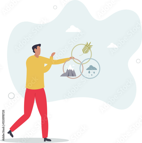 Biodiversity harmony as nature connection and ecosystem balance . character life .