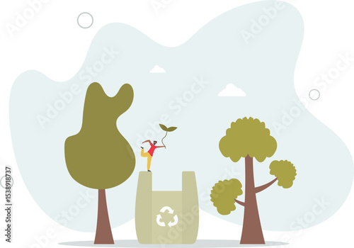 Bioplastics usage for sustainable bio packaging materials.Nature friendly and environmental product package with recyclable plastic . character life .