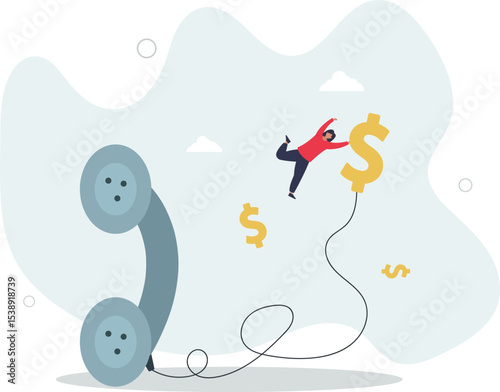 Telemarketing or telesales, phone call for selling product or business deal via telephone call, insurance agent concept. character life .