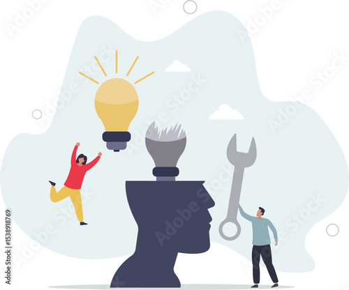 Work productivity and management.idea and teamwork concept. character life .