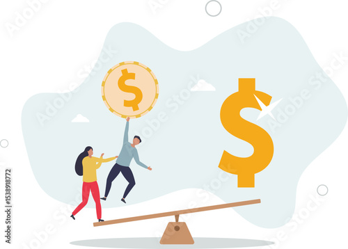 Leverage investing, investor borrow money or stock to increase potential return concept. character life .