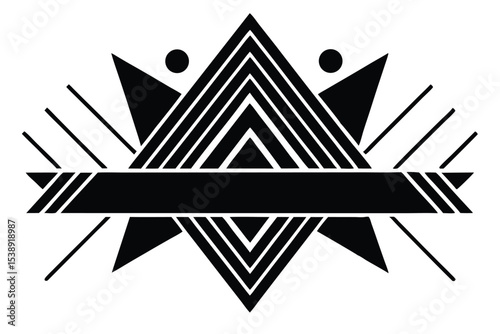 Abstract grayscale geometric brush stroke design