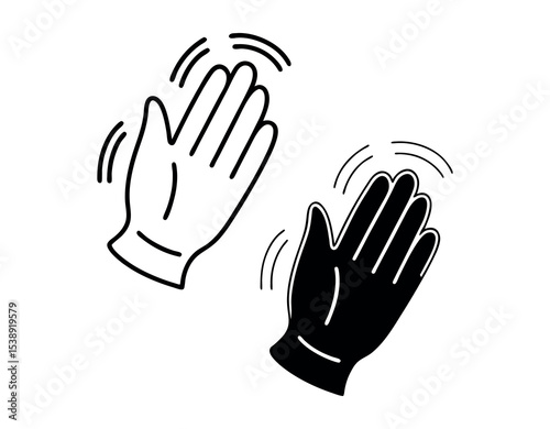 Simple Black and White Clapping Hands Icon, graphic illustration of two hands clapping, hand clap, applause, celebration, recognition, icon, graphic, vector, illustration, simple, flat design, black a