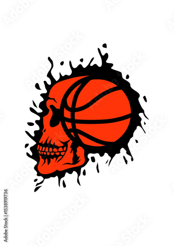 basketball tete de mort profil ballon