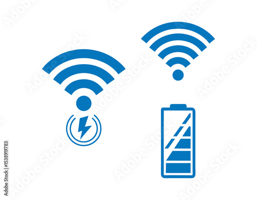 Wireless Connectivity and Battery Status Icons, Green Icons Representing Wireless, Battery, and Solar Power, icon set, green icons, wireless, wifi, battery, charging, solar power, solar panel, energy,