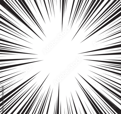 Manga comic explosion, motion or movement effect, vector background. Manga anime cartoon radial speed lines and abstract pattern for comic book burst, flash ray or explode bang action