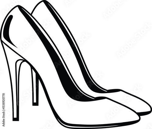High Heel Silhouette Clipart Vector.