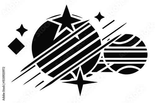 Abstract geometric grayscale brush stroke design