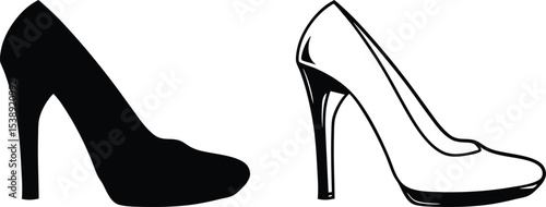 High Heel Silhouette Clipart Vector.
