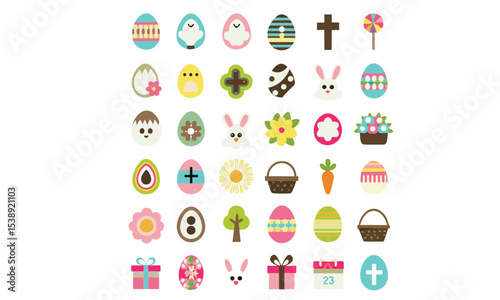 A collection of Easter bunny and bird characters