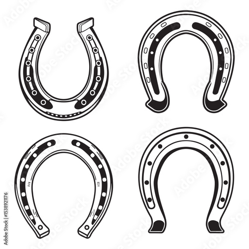 Vintage horseshoe silhouette. Horseshoe icon vector illustration.