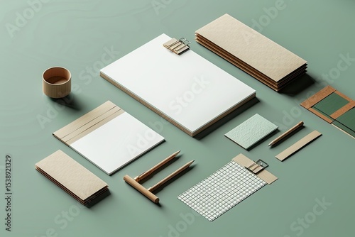 Clear Pixel Image of Creative Stationery Set Brand Mockup