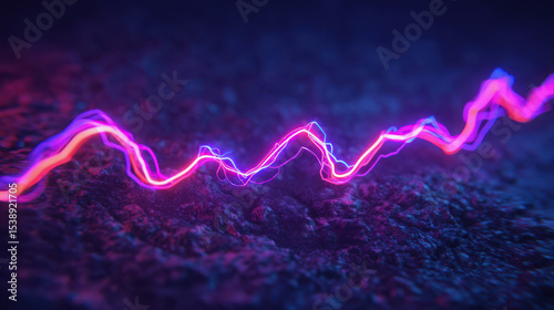 Vibrant neon pink and purple electric wave pulses dynamically over a dark, textured surface, creating a futuristic and energetic visual effect.