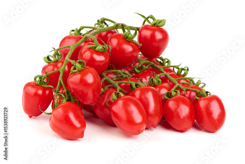 Tomatoes on Vine, Red Roma, Isolated.