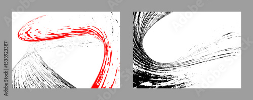 Strokes of black and red paint on a white background. Set of two templates. Graffiti element. Design template for the design of banners, posters, booklets, covers, magazines. EPS 10